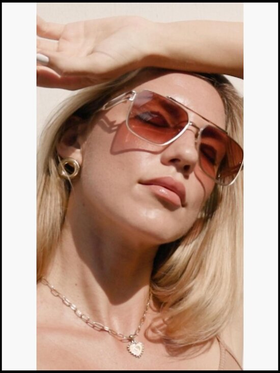Retro Oversized Square Sunglasses with Double Bridge Metal Frame main image 6